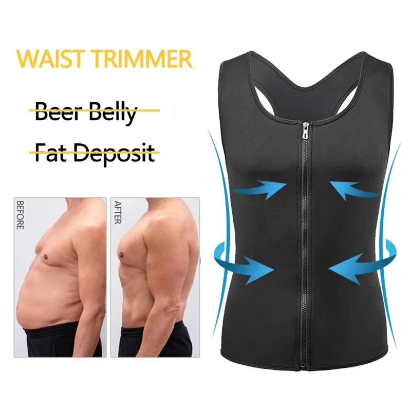 8815 Men Compression Vest for Slimming Sauna Sweat Body Shaper Undershirt Tummy Control Weight Loss Waist Trainer - L