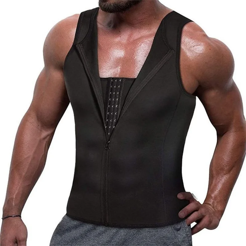 8815 Men Compression Vest for Slimming Sauna Sweat Body Shaper Undershirt Tummy Control Weight Loss Waist Trainer - L