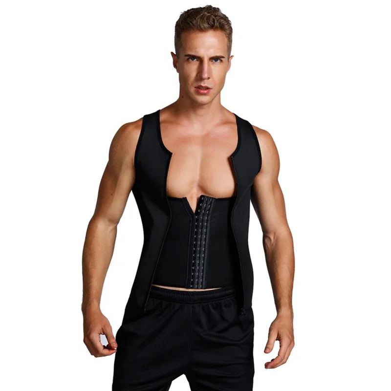 8815 Men Compression Vest for Slimming Sauna Sweat Body Shaper Undershirt Tummy Control Weight Loss Waist Trainer - L