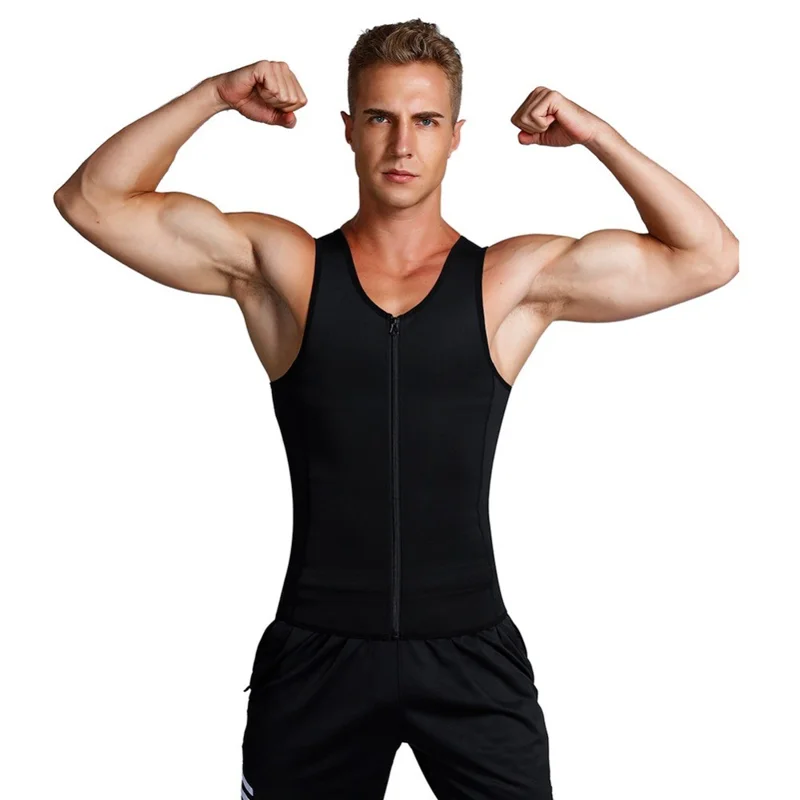 8815 Men Compression Vest for Slimming Sauna Sweat Body Shaper Undershirt Tummy Control Weight Loss Waist Trainer - L
