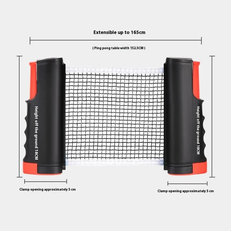 Soporte de red de tenis de mesa portátil Retráctil Red de ping-pong para mesa de ping-pong / Escritorio de oficina - Negro
