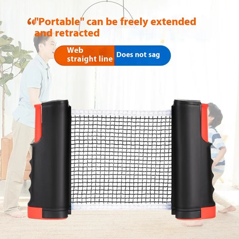 Portable Table Tennis Net Rack Retractable Ping Pong Net for Ping Pong Table  /  Office Desk - Grey