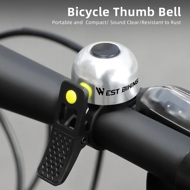 WEST BIKING YP0706059 Велосипедный звонок из алюминиевого сплава с четким звуком для руля - Серебристый+Желтый