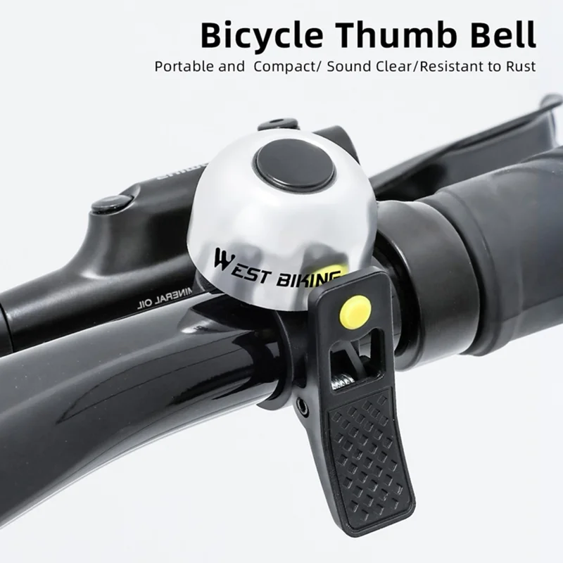 WEST BIKING YP0706059 Велосипедный звонок из алюминиевого сплава с четким звуком для руля - Серебристый+Желтый