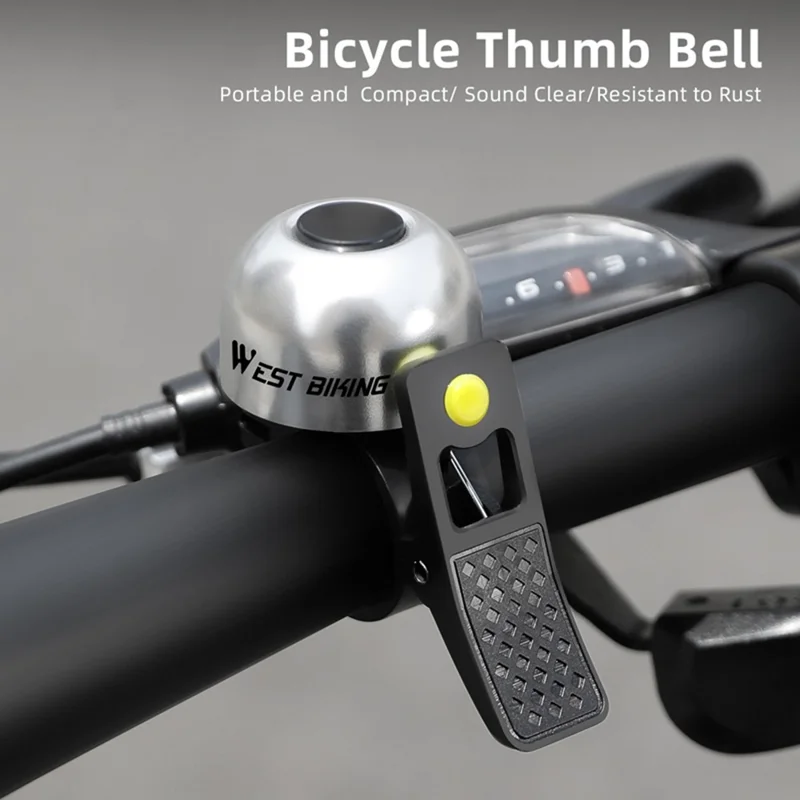WEST BIKING YP0706059 Велосипедный звонок из алюминиевого сплава с четким звуком для руля - Серебристый+Желтый
