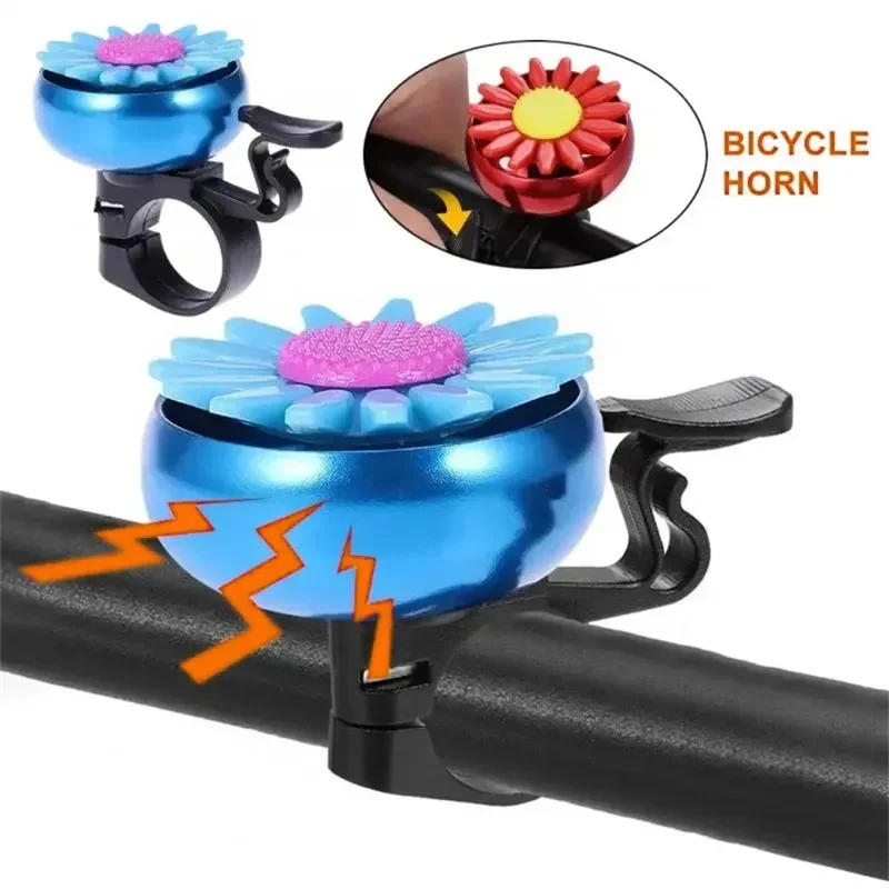 Campainha de Bicicleta em Formato de Flor S25-402 para Crianças - Sinalizador de Segurança em Liga de Alumínio para Guidão - Azul