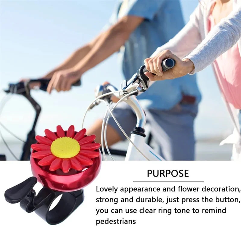Campainha de Bicicleta em Formato de Flor S25-402 para Crianças - Sinalizador de Segurança em Liga de Alumínio para Guidão - Azul