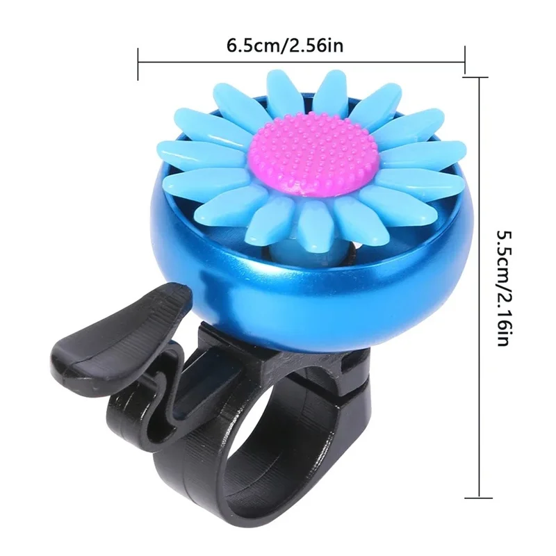 Campainha de Bicicleta em Formato de Flor S25-402 para Crianças - Sinalizador de Segurança em Liga de Alumínio para Guidão - Azul