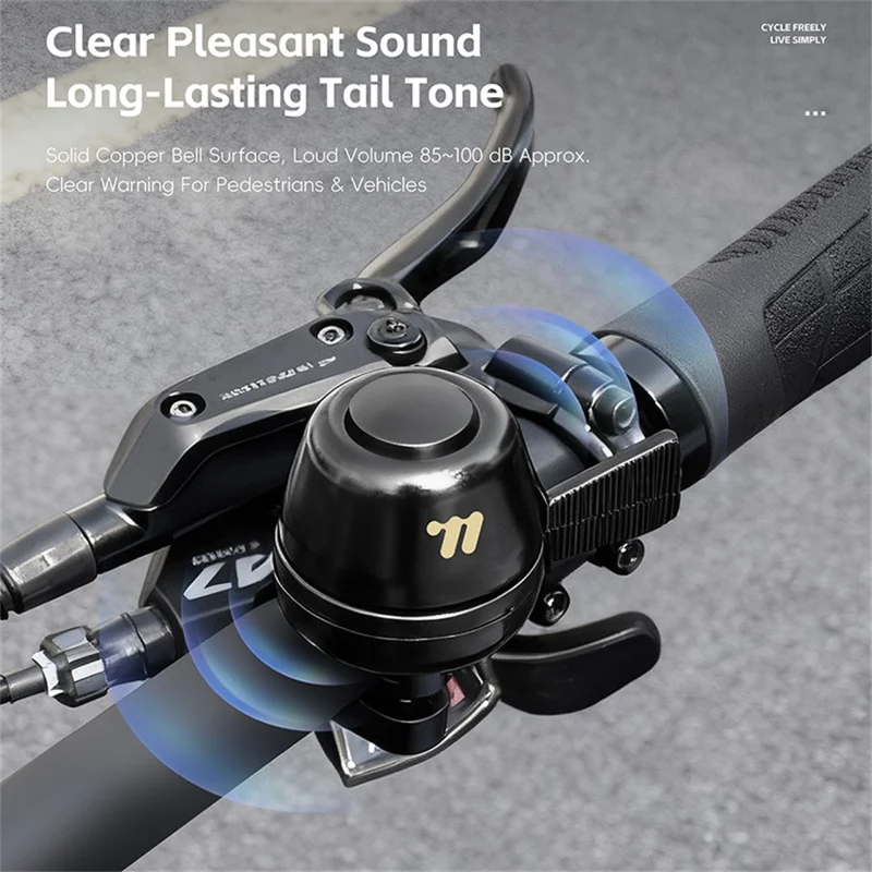 WEST BIKING YP0706065 Медный велосипедный звонок с регулируемой пружинной лопастью для горного и шоссейного велосипеда, с четким звуком, велосипедный предупреждающий звонок - черный