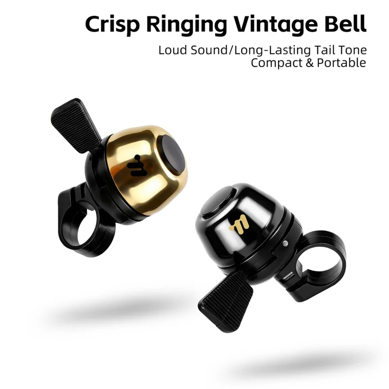 WEST BIKING YP0706065 Медный велосипедный звонок с регулируемой пружинной лопастью для горного и шоссейного велосипеда, с четким звуком, велосипедный предупреждающий звонок - черный