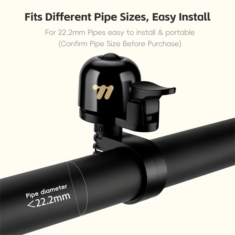 WEST BIKING YP0706066 Медный велосипедный звонок Громкий четкий предупредительный звонок с противоскользящим покрытием для горного и шоссейного велосипеда - Черный