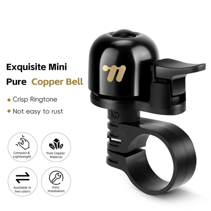 WEST BIKING YP0706066 Медный велосипедный звонок Громкий четкий предупредительный звонок с противоскользящим покрытием для горного и шоссейного велосипеда - Черный