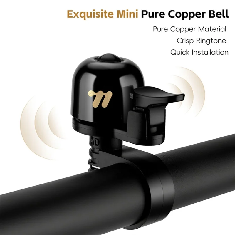 WEST BIKING YP0706066 Медный велосипедный звонок Громкий четкий предупредительный звонок с противоскользящим покрытием для горного и шоссейного велосипеда - Черный