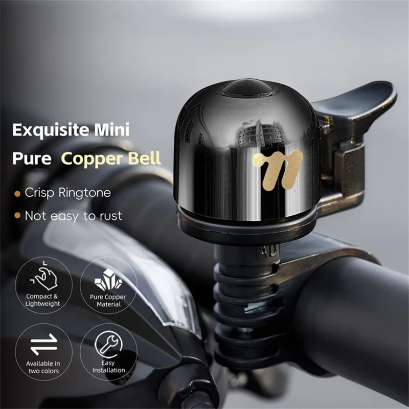 WEST BIKING YP0706066 Медный велосипедный звонок Громкий четкий предупредительный звонок с противоскользящим покрытием для горного и шоссейного велосипеда - Черный
