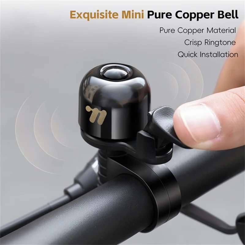 WEST BIKING YP0706066 Медный велосипедный звонок Громкий четкий предупредительный звонок с противоскользящим покрытием для горного и шоссейного велосипеда - Черный