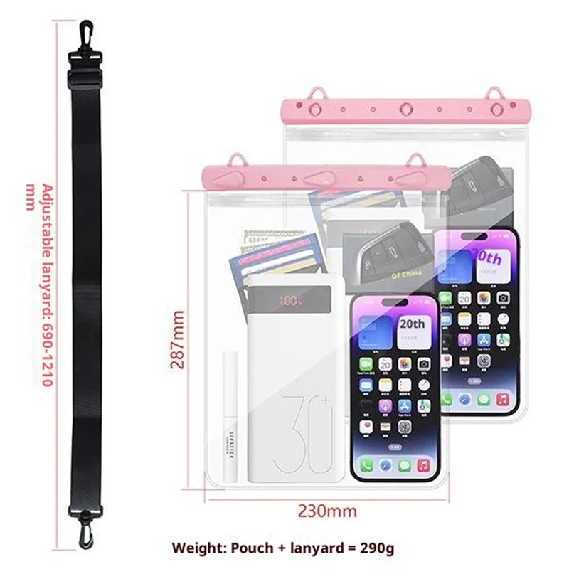 IPX8 Waterproof Dry Case Bag for Phones Tablets Up to 13 inch ABS PVC Sealed Touchscreen Floating Pouch - Black