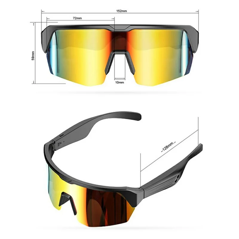 YJ006 2 in 1 Bluetooth-compatibele Smart Glasses UV400 Winddichte Fiets Audio Zonnebril 130 mAh Type-C Snel Opladen - Gegalvaniseerde Oranje Lens