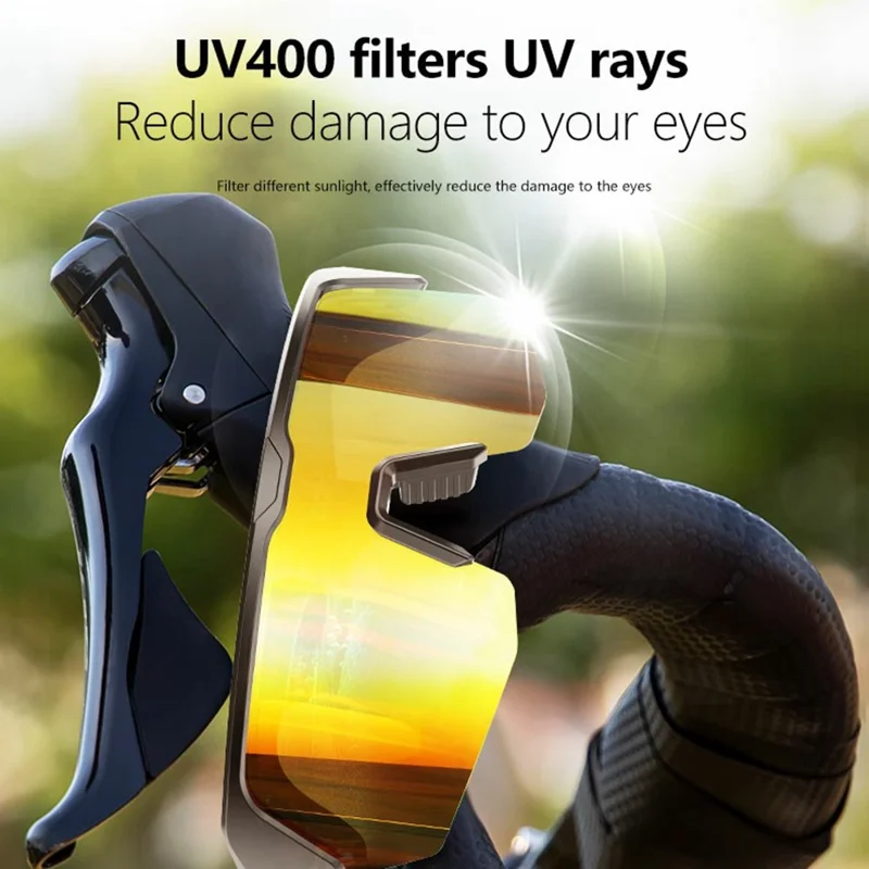 YJ006 2 in 1 Bluetooth-compatibele Smart Glasses UV400 Winddichte Fiets Audio Zonnebril 130 mAh Type-C Snel Opladen - Gegalvaniseerde Oranje Lens