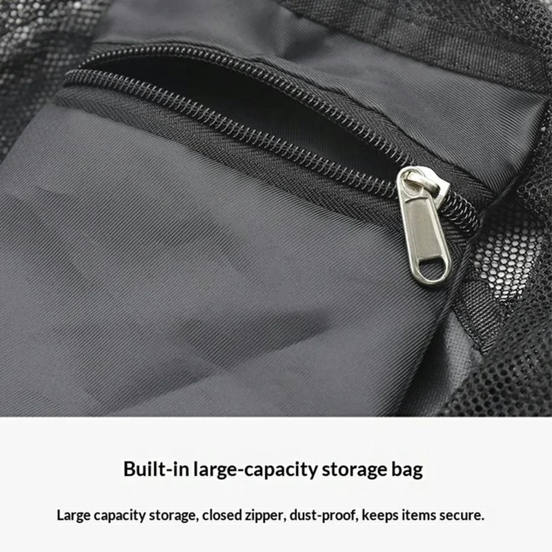 16L Trekkoord Mesh Tas Waterdichte Leren Bodem Sportbal Organizer met Hanghaak voor Basketbal - Zwart