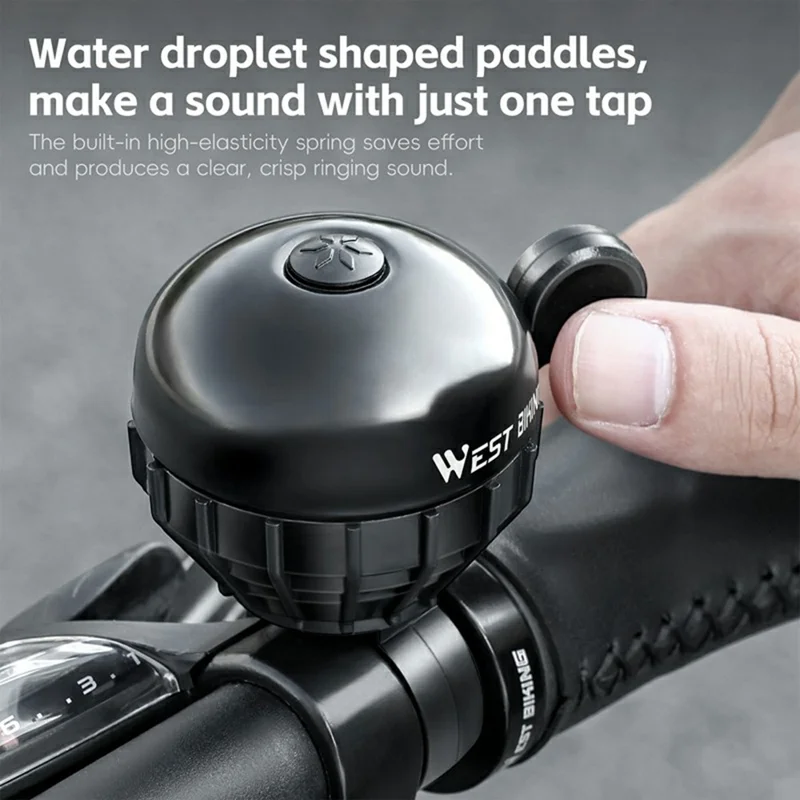 WEST BIKING YP0706061 Алюминиевый велосипедный звонок с кнопкой, водонепроницаемый, антикоррозийный, громкий звуковой сигнал для велосипеда — черный