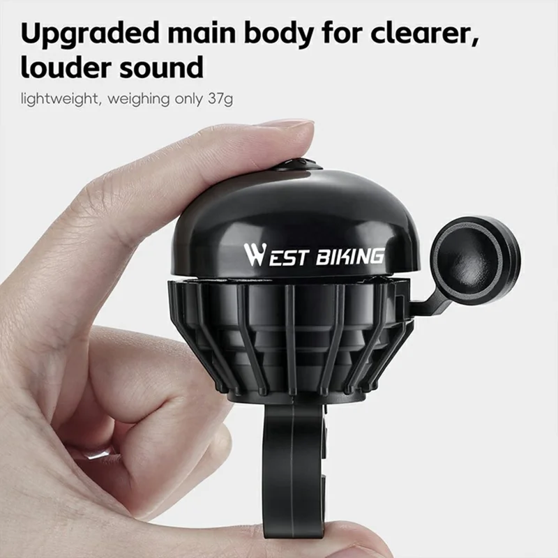 WEST BIKING YP0706061 Алюминиевый велосипедный звонок с кнопкой, водонепроницаемый, антикоррозийный, громкий звуковой сигнал для велосипеда — черный
