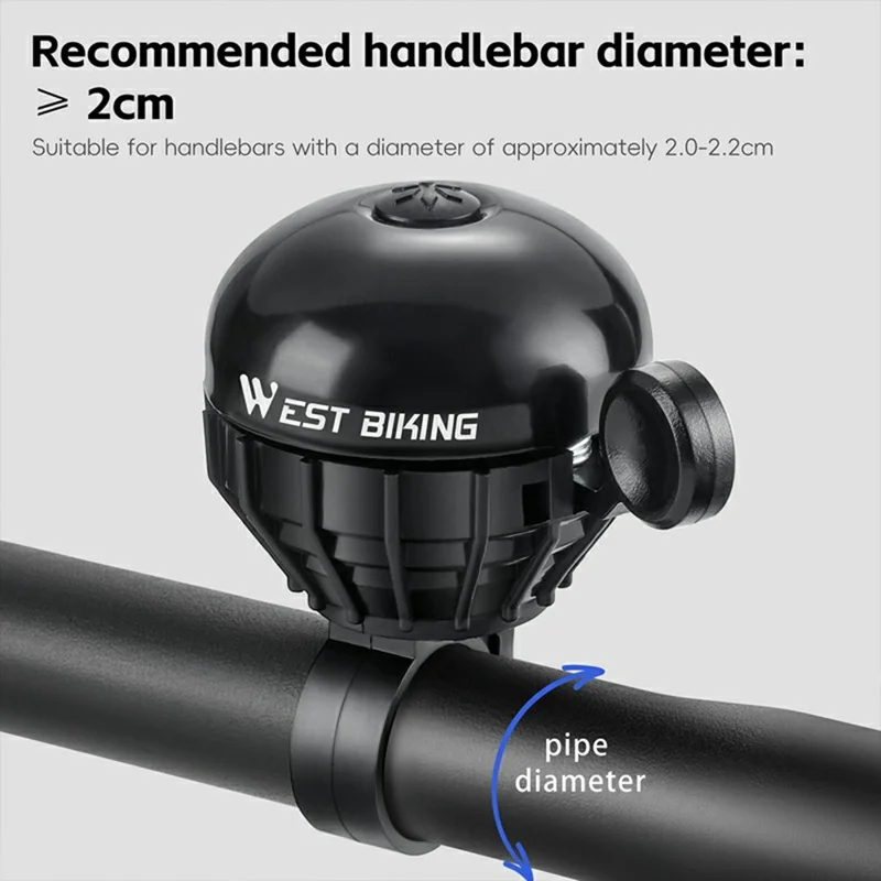 WEST BIKING YP0706061 Алюминиевый велосипедный звонок с кнопкой, водонепроницаемый, антикоррозийный, громкий звуковой сигнал для велосипеда — черный