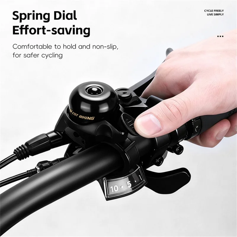 WEST BIKING YP0706069 Cloche de vélo Son clair Mini cloche en laiton Monture ajustable pour guidon de 19-31,8 mm - Noir