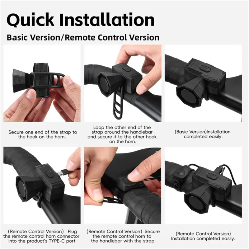 WEST BIKING YP0706071 Велосипедный электрический звонок с проводным управлением, громкий велосипедный сигнал для горных велосипедов - Черный