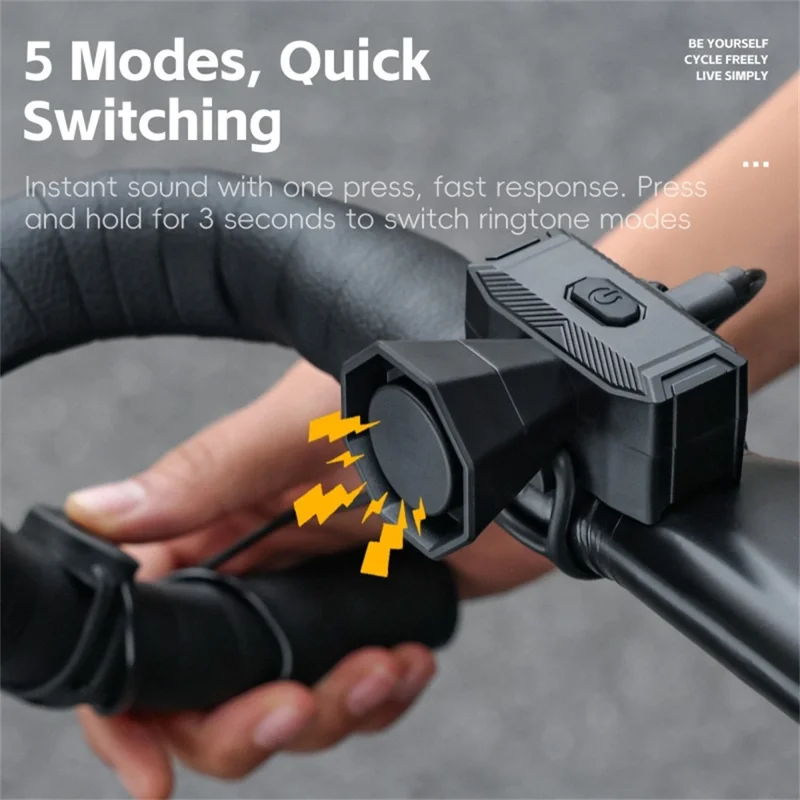 WEST BIKING YP0706071 Велосипедный электрический звонок с проводным управлением, громкий велосипедный сигнал для горных велосипедов - Черный