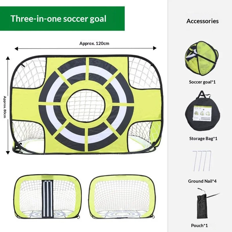 Kids Portable Soccer Goal Net Foldable Training Soccer Goal with Carrying Bag - Green