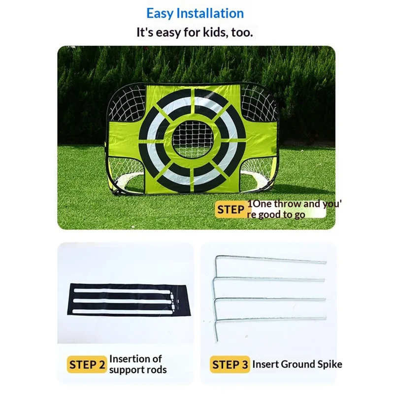 Kids Portable Soccer Goal Net Foldable Training Soccer Goal with Carrying Bag - Green