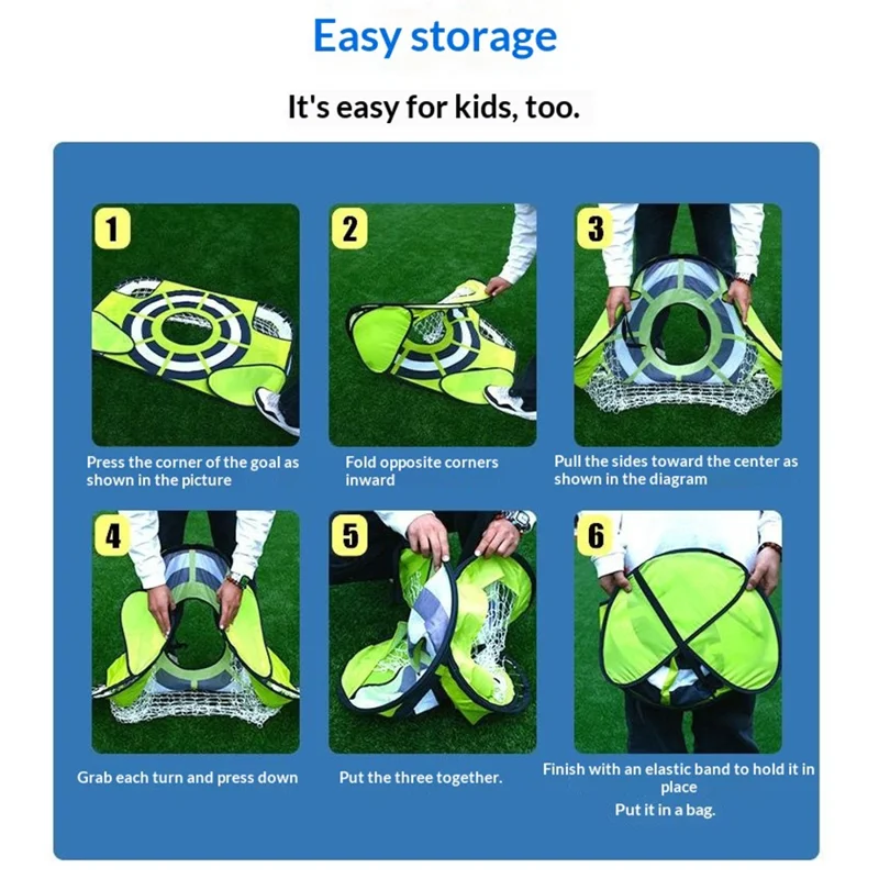 Kids Portable Soccer Goal Net Foldable Training Soccer Goal with Carrying Bag - Green