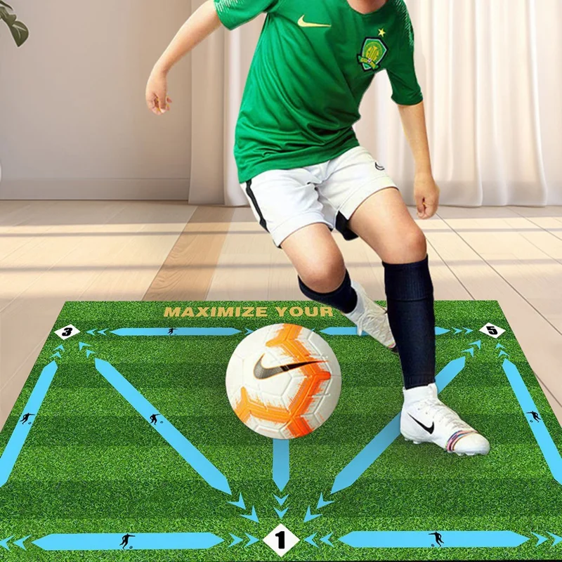 60 x 90cm Soccer Training Mat Diatomaceous Silent Non Slip Football Practice Pad for Indoor Footwork Training - Yellow