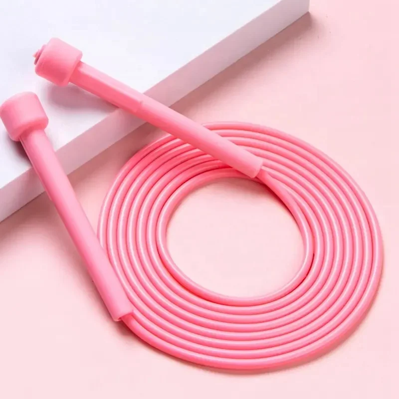 Cuerda de saltar para niños Estudiantes de primaria Longitud ajustable Cuerda de PVC Ligera para niños - Rosa