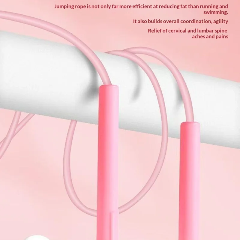 Cuerda de saltar para niños Estudiantes de primaria Longitud ajustable Cuerda de PVC Ligera para niños - Rosa