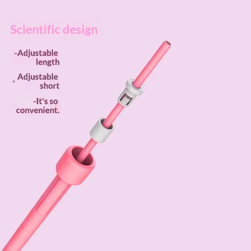 Cuerda de saltar para niños Estudiantes de primaria Longitud ajustable Cuerda de PVC Ligera para niños - Rosa