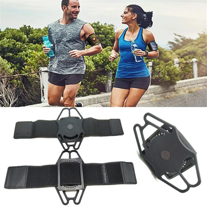 Phone Armband for Running Cycling Sports Adjustable Arm Band Holder with Magic Tape - Black