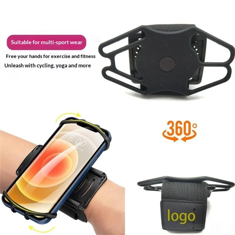 Phone Armband for Running Cycling Sports Adjustable Arm Band Holder with Magic Tape - Black