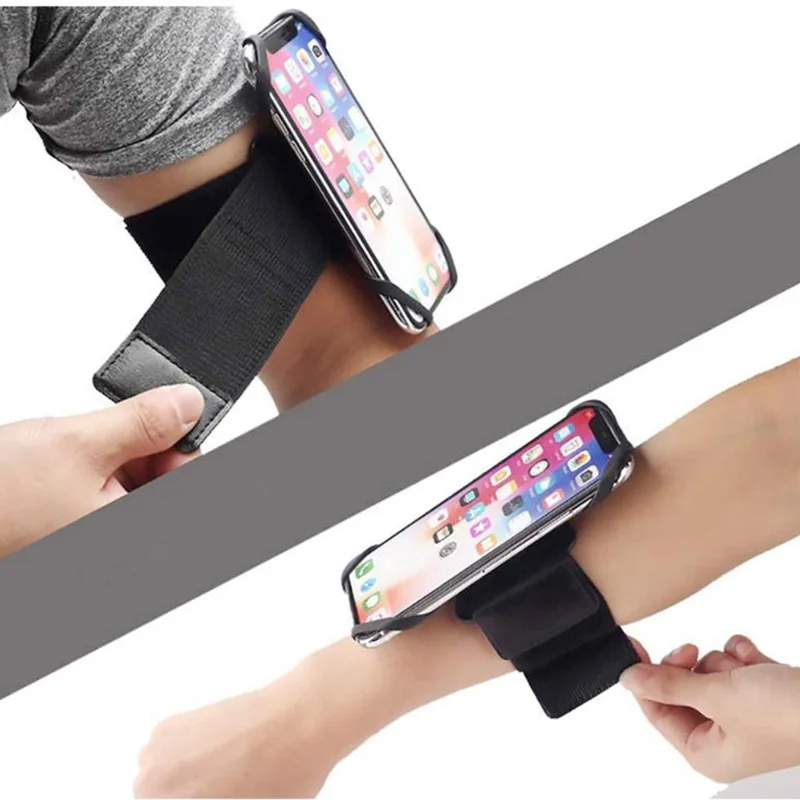 Phone Armband for Running Cycling Sports Adjustable Arm Band Holder with Magic Tape - Black