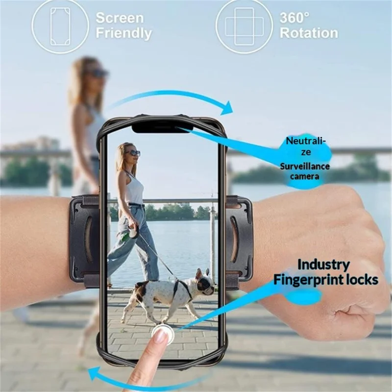 Phone Armband for Running Cycling Sports Adjustable Arm Band Holder with Magic Tape - Black