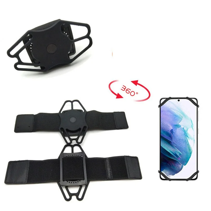 Phone Armband for Running Cycling Sports Adjustable Arm Band Holder with Magic Tape - Black
