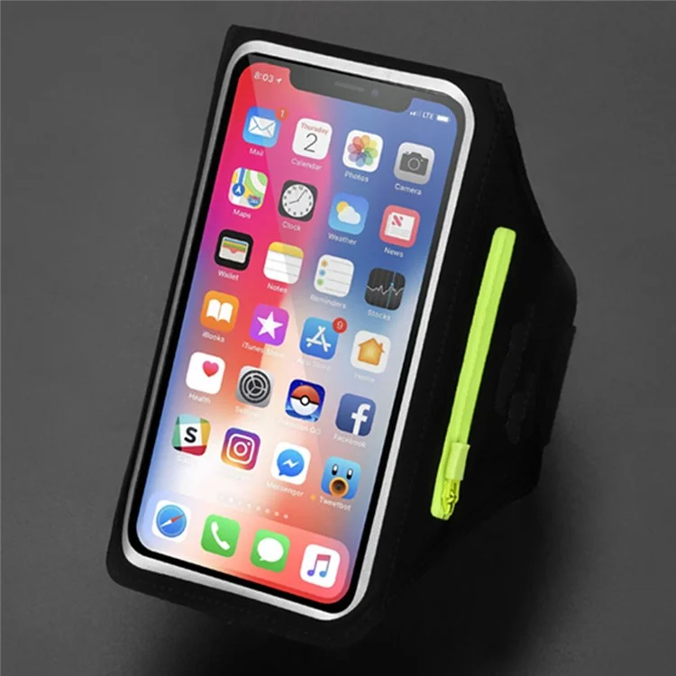 Universal for 6.7-inch Phones and Below Sports Armband Phone Case Mobile Phone Arm Bag for Running Cycling - Black