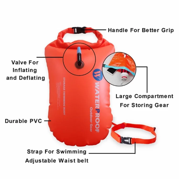 Outdoor Dry Bag Swimming Waterproof Bags Sack Floating Gear Bags for Boating Fishing Rafting - Orange