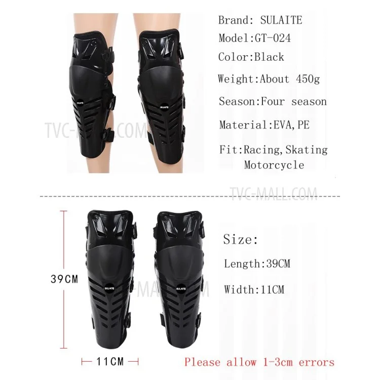 SULAITE 1 Pair GT-313 Motorcycle Knee Pad Men Protective Gear Knee Protector EVA Hard Shell Guard Pad Set - Black