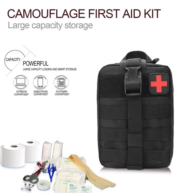 A87 Outdoor Equipment Oxford Cloth First-aid Kit Waterproof Tactical Medical Bag Waist Pouch for Climbing Camping - CP