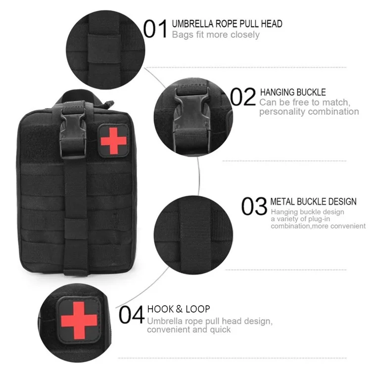A87 Outdoor Equipment Oxford Cloth First-aid Kit Waterproof Tactical Medical Bag Waist Pouch for Climbing Camping - CP