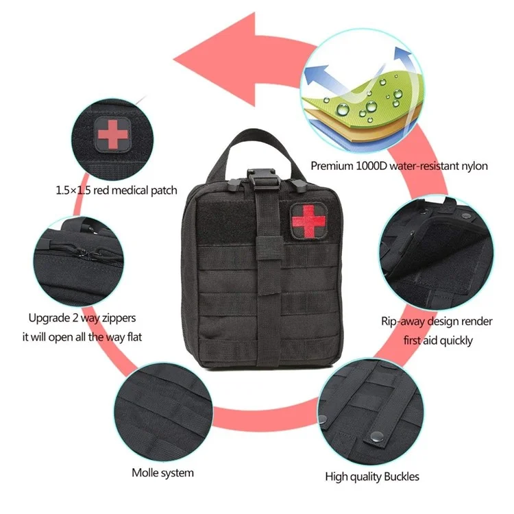 A87 Outdoor Equipment Oxford Cloth First-aid Kit Waterproof Tactical Medical Bag Waist Pouch for Climbing Camping - CP