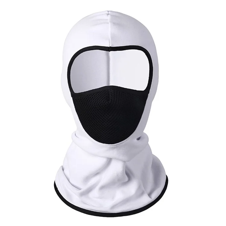 Outdoor Motorcycle Cycling Windproof Balaclava Breathable Mesh Face Mask Neck Warmer - White