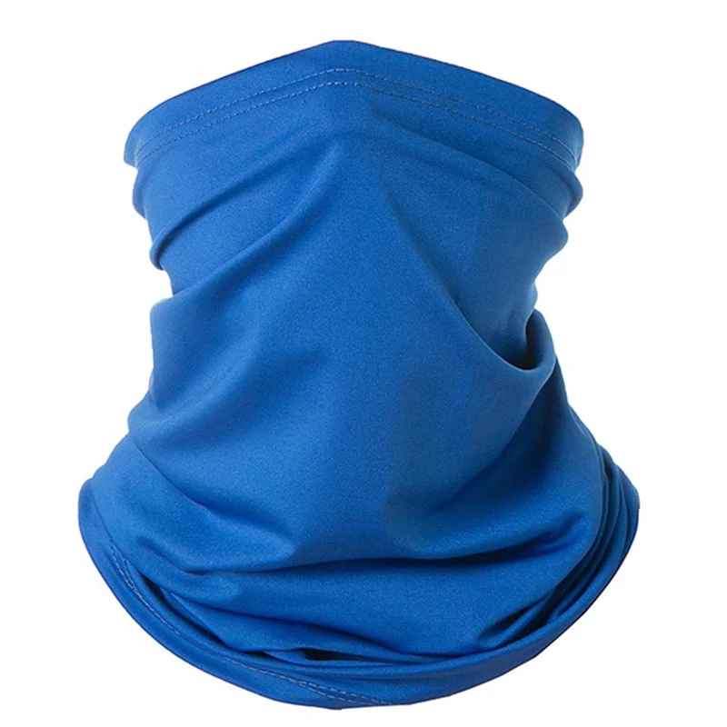 Dust and Sun Protection Summer Outdoor Cycling Half Face Mask Solid Color Ice Silk Elastic Neck Gaiter - Sapphire