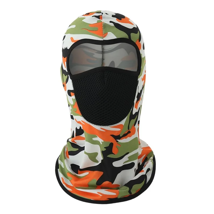Summer Ice Silk Balaclava Face Cover Breathable Mesh Sun Protection Neck Gaiter Scarf for Outdoor Activities - Camouflage Orange